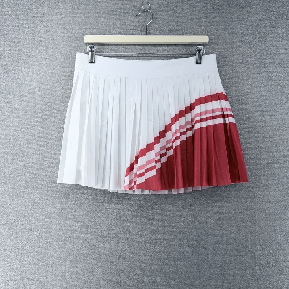 Athleta Match Point Pleated Colorblock Skort Women Size Large White Red Tennis